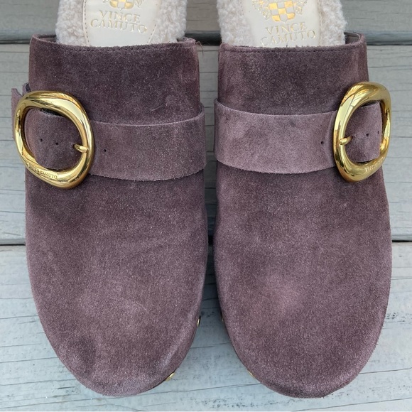 NWOB Vince Camuto Canzenee Sherpa Clogs in Rootbeer Suede size 9 - Picture 6 of 16